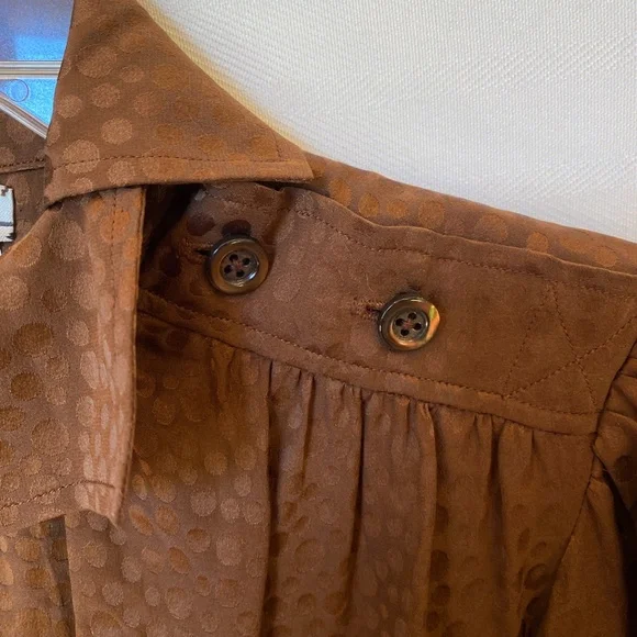 Saint Laurent Rive Gauche Silk Brown Blouse Made in France - Picture 3 of 5